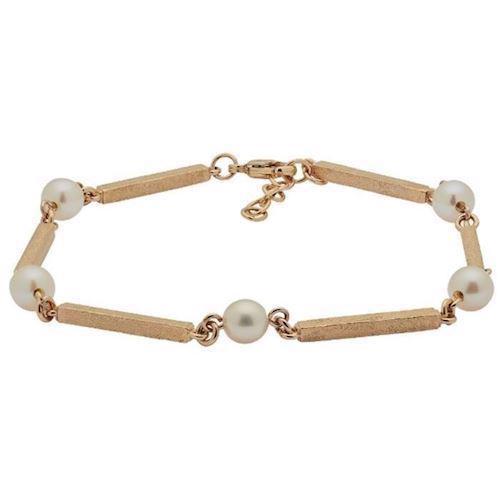 Image of Siersbøl 14 karat pin og perle guld armbånd med blank overflade